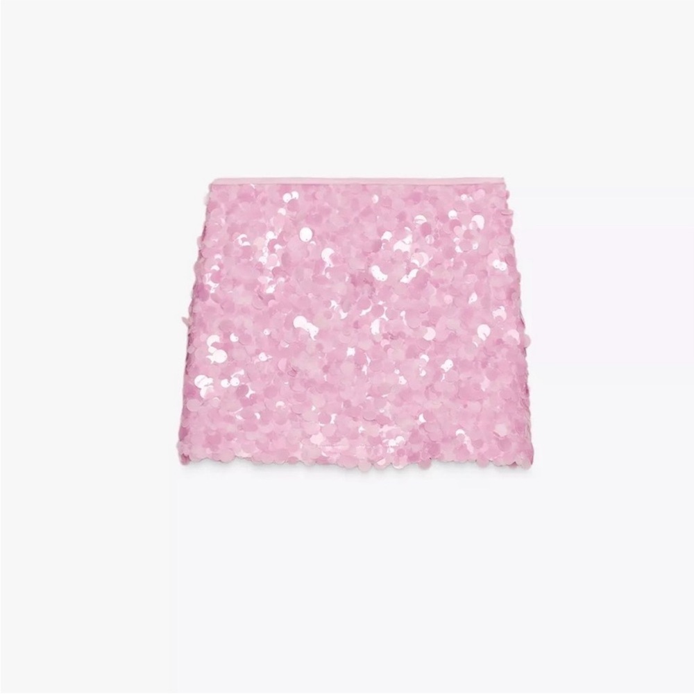 NWT ZARA Pink Sequin Mini Skirt